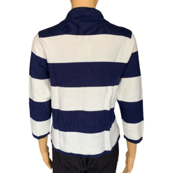 LANDSEND Wm 3Q Sleeve Sweater Jacket Supima Cotton/Fine Gauge/Double Breasted - Picture 3 of 9